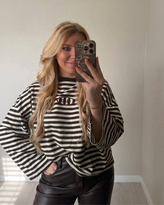 Oversized Striped Longsleeve Bruin