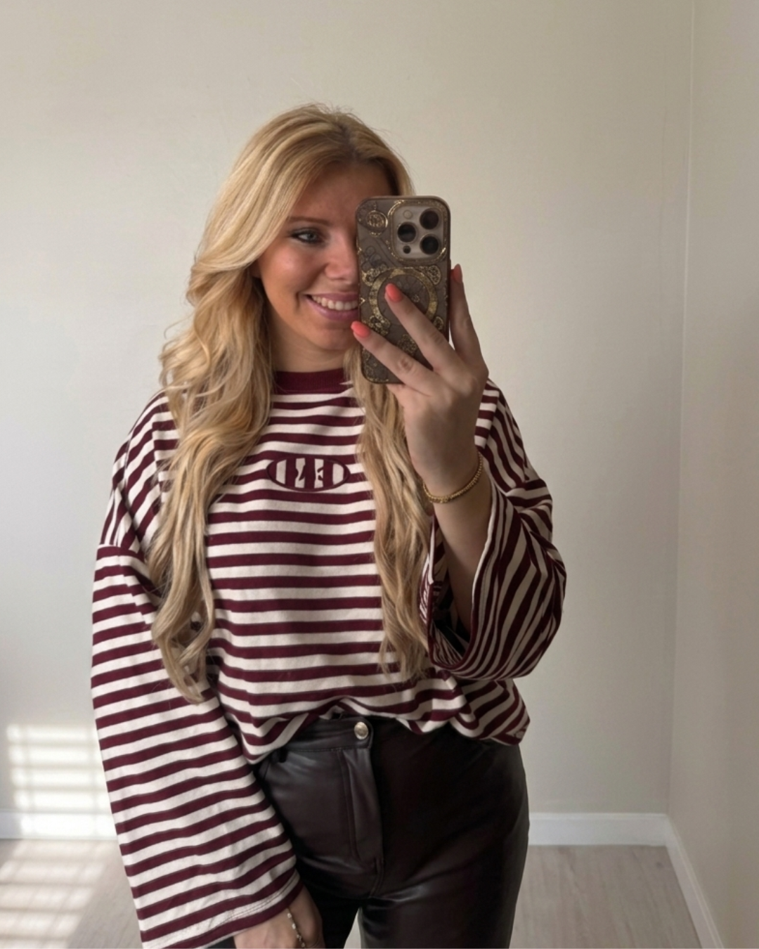 Oversized Striped Longsleeve bordeaux