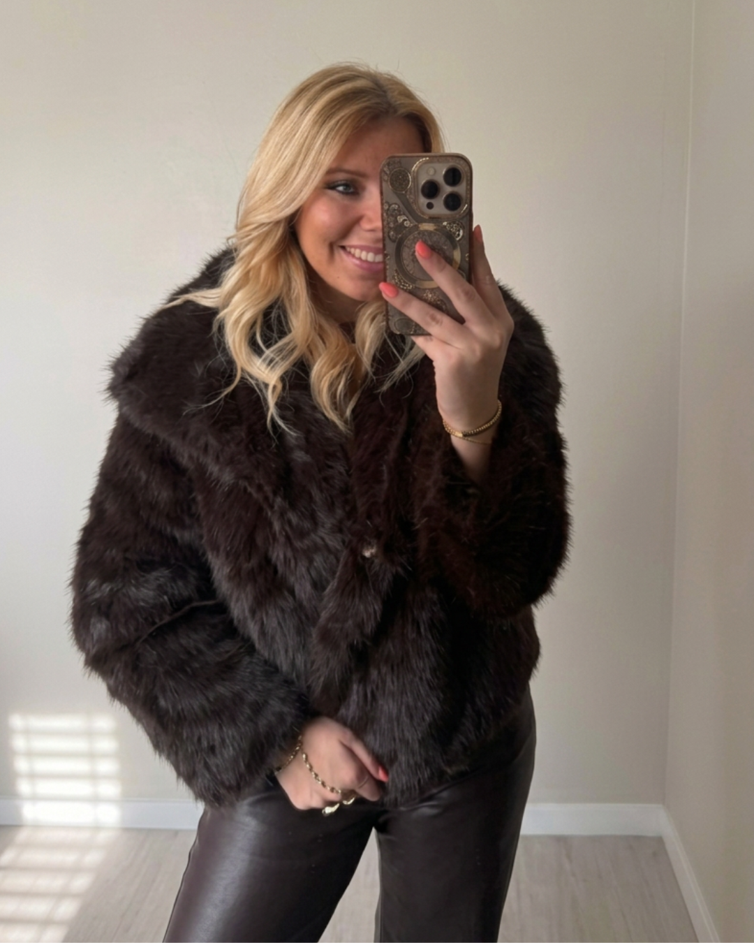 Faux Fur Jas Choco