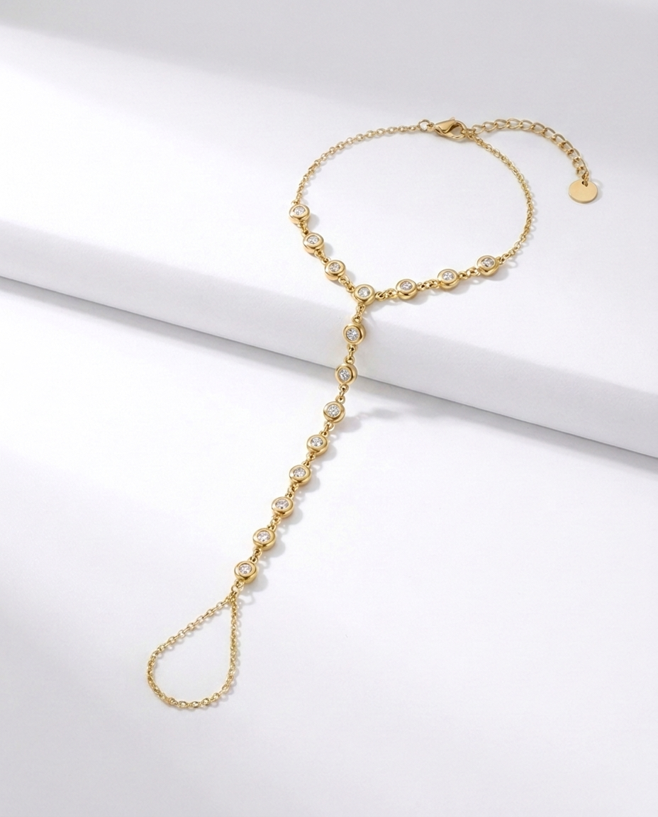 Diamond handchain goud